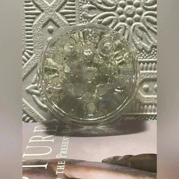 Vintage Clear Glass 11 Hole Flower Frog Flower Holder Stem Holder Arrangement - Picture 2 of 6